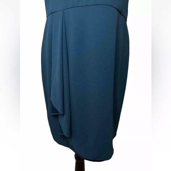 Ralph Lauren Sz 16 Sheath Dress Green Ruffle Lined Zip Party Wedding Office Work - Picture 6 of 10